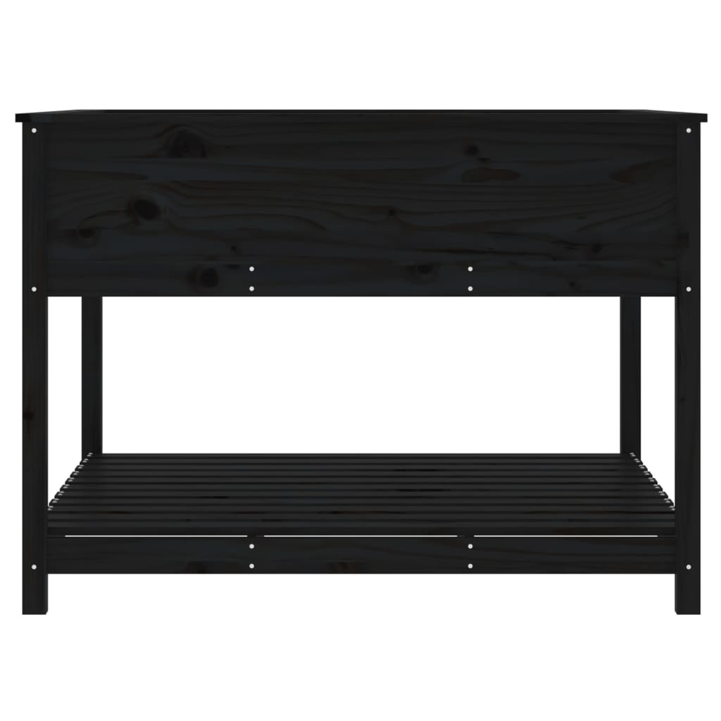 Utendørs Blomsterkasse Plantekasse Tre med hylle Svart 111,5x111,5x81 cm heltre furu