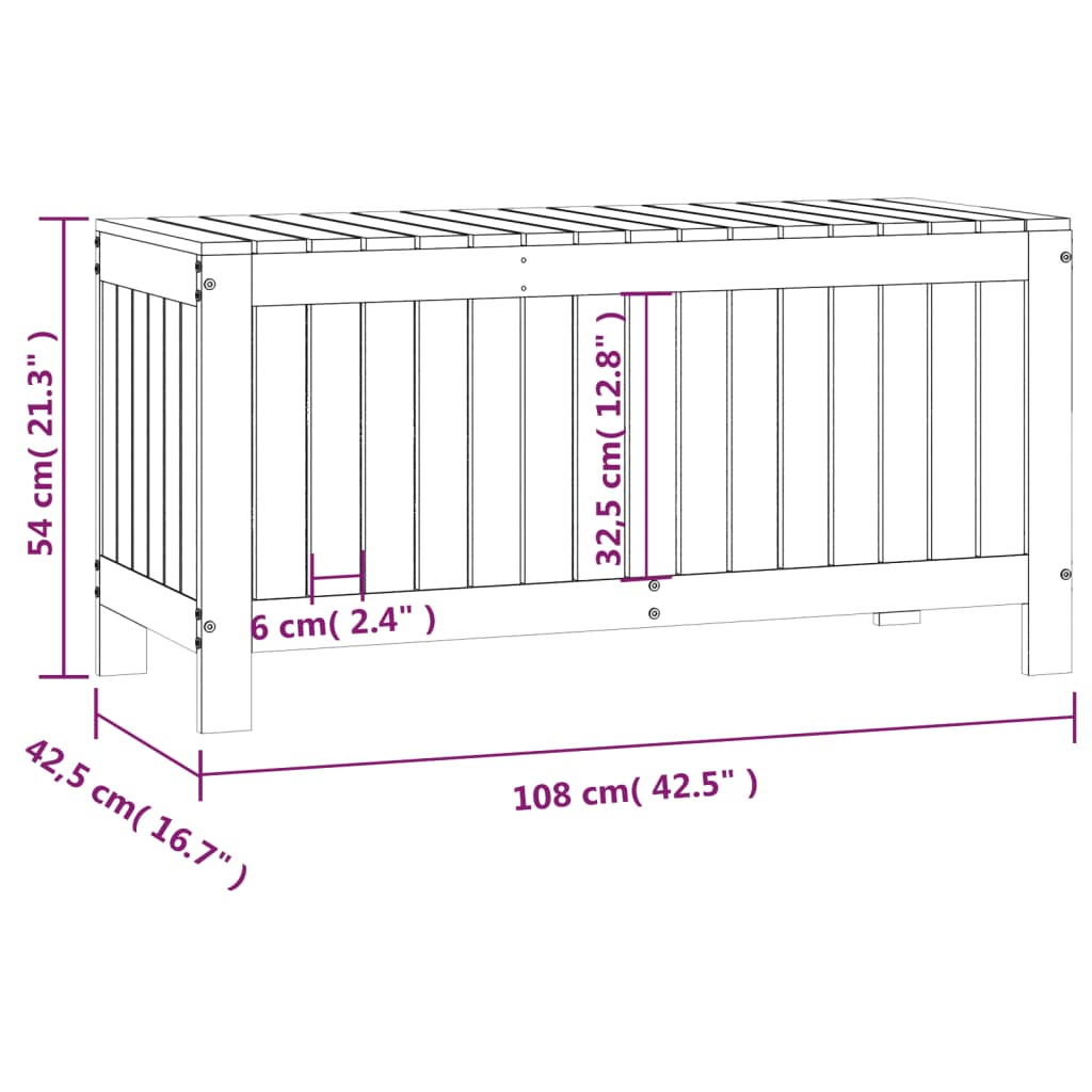 Putekasse 108x42,5x54 cm heltre furu