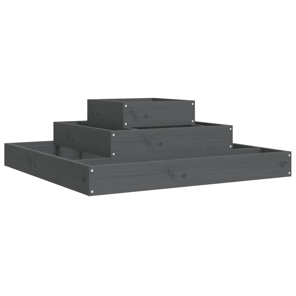 Utendørs Blomsterkasse Plantekasse Tre Grå 80x80x27 cm heltre furu
