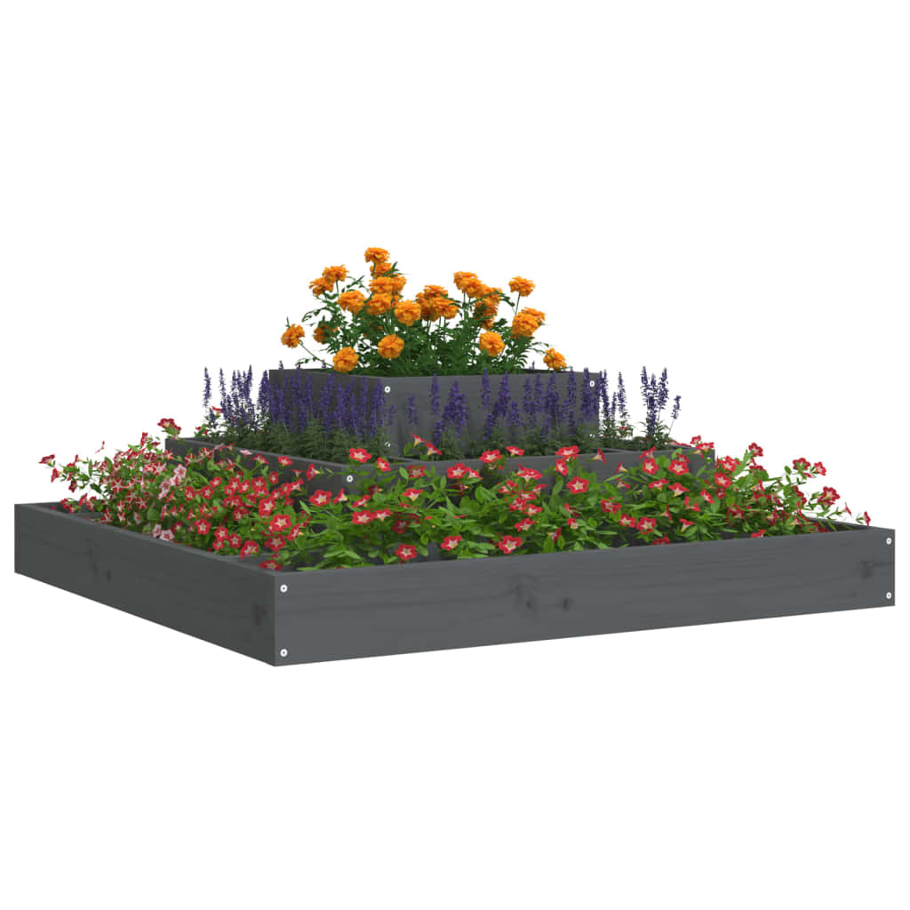 Utendørs Blomsterkasse Plantekasse Tre Grå 80x80x27 cm heltre furu