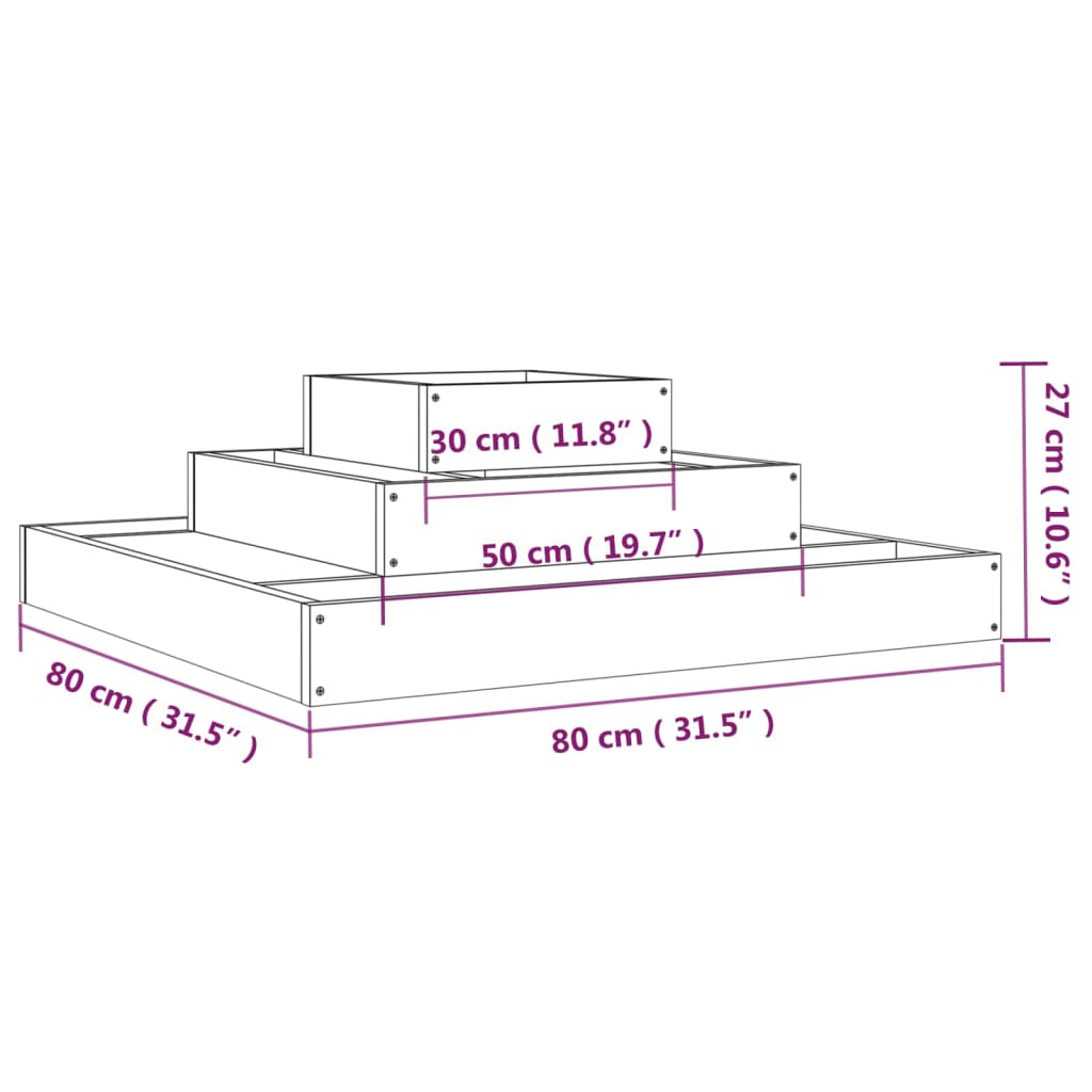 Utendørs Blomsterkasse Plantekasse Tre Grå 80x80x27 cm heltre furu