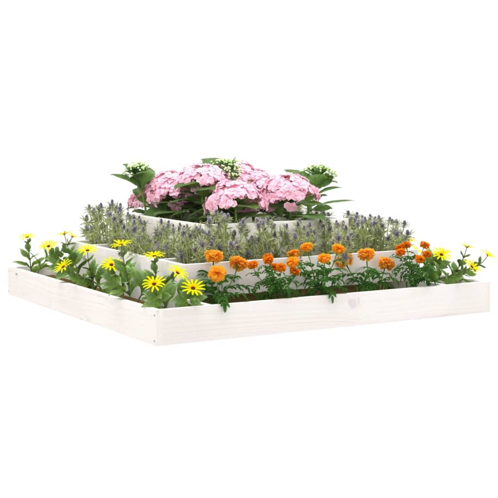 Utendørs Blomsterkasse Plantekasse Tre Hvit 110x110x27 cm heltre furu