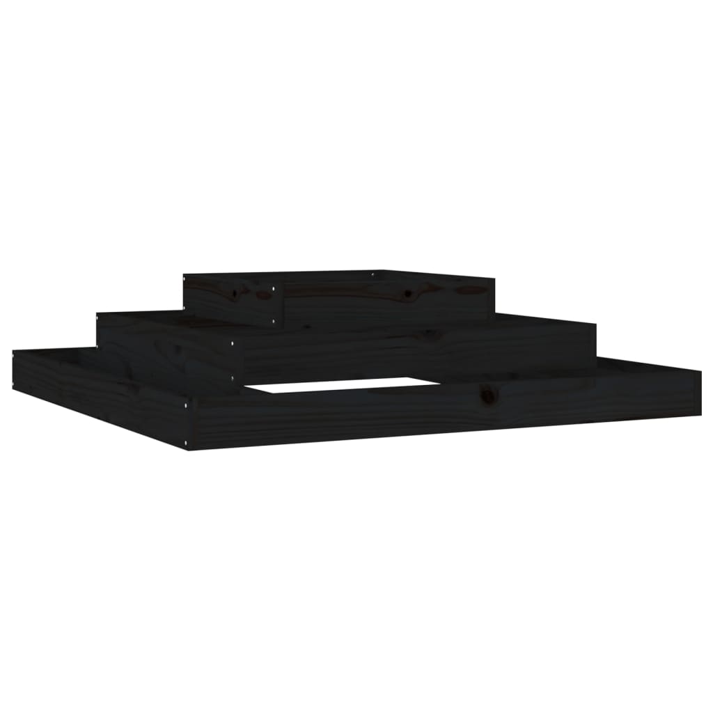 Utendørs Blomsterkasse Plantekasse Tre Svart 110x110x27 cm heltre furu