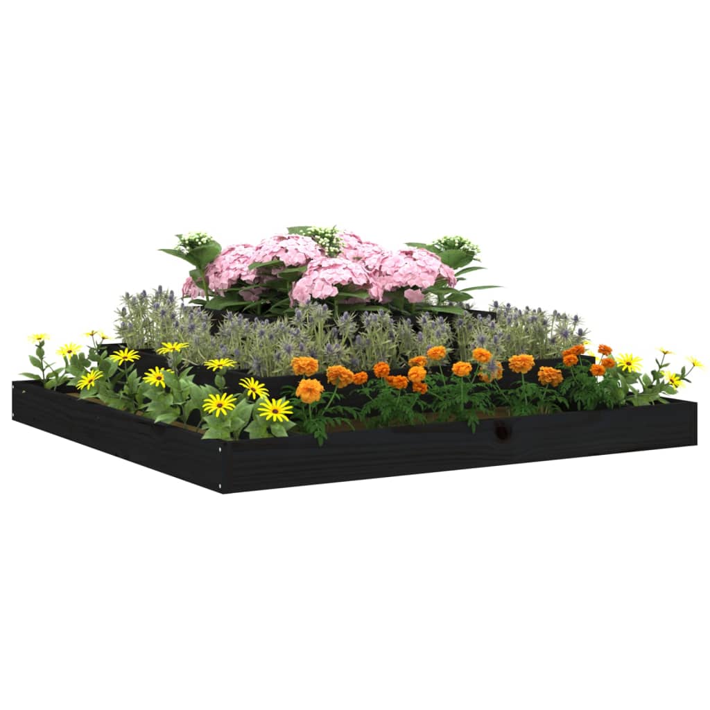 Utendørs Blomsterkasse Plantekasse Tre Svart 110x110x27 cm heltre furu