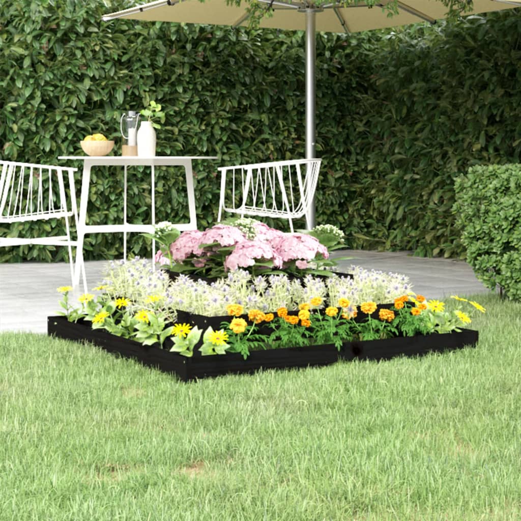 Utendørs Blomsterkasse Plantekasse Tre Svart 110x110x27 cm heltre furu