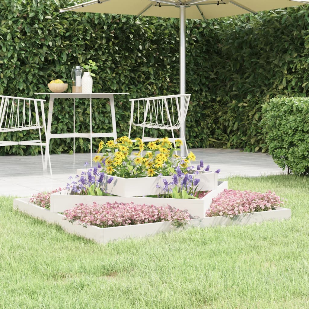 Utendørs Blomsterkasse Plantekasse Tre Hvit 112x112x27 cm heltre furu