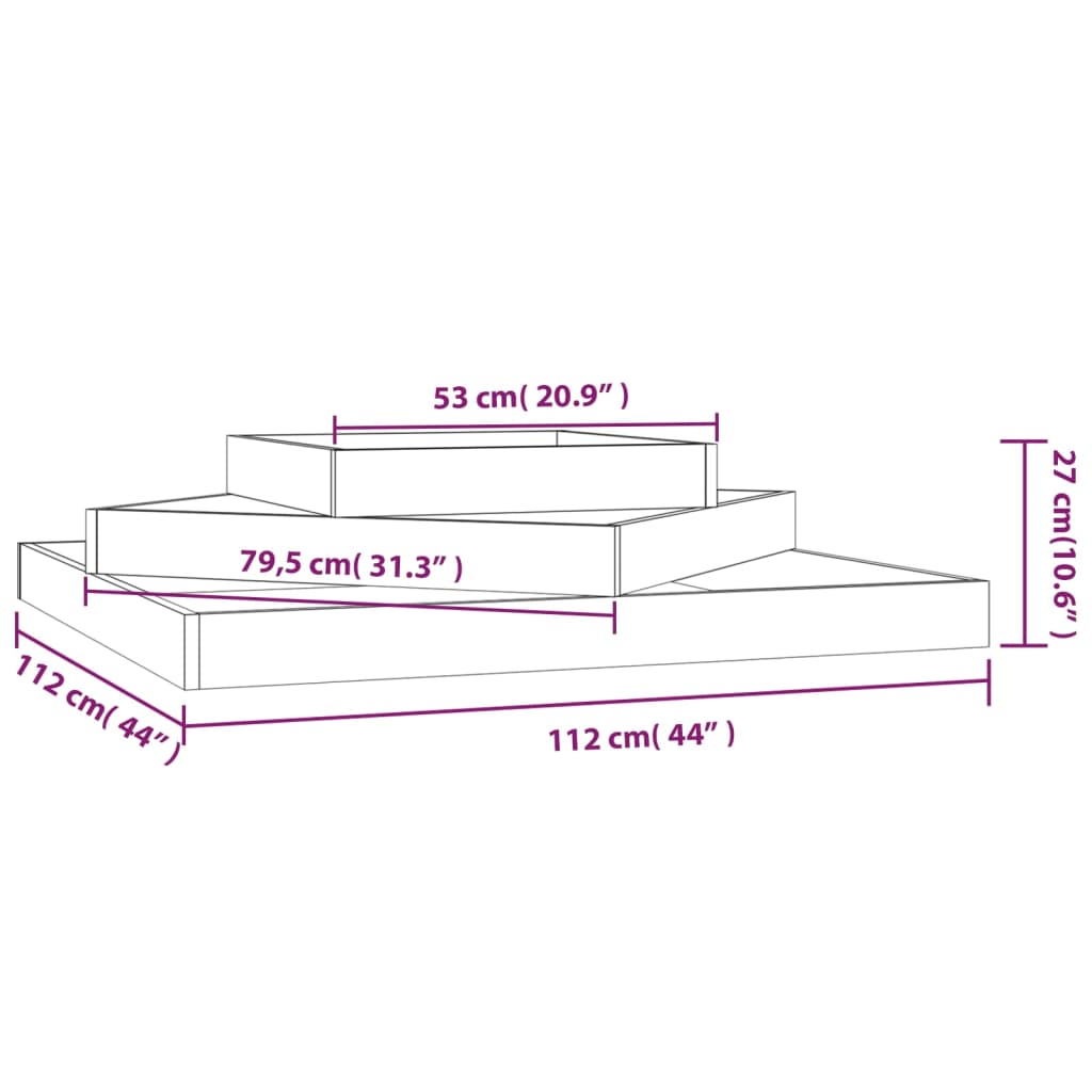 Utendørs Blomsterkasse Plantekasse Tre 112x112x27 cm heltre douglasgran