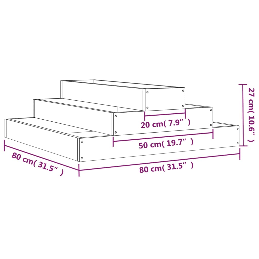 Utendørs Blomsterkasse Plantekasse Tre Honningbrun 80x80x27 cm heltre furu