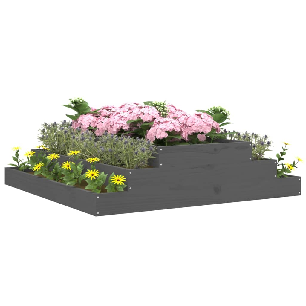 Utendørs Blomsterkasse Plantekasse Tre Grå 110x110x27 cm heltre furu