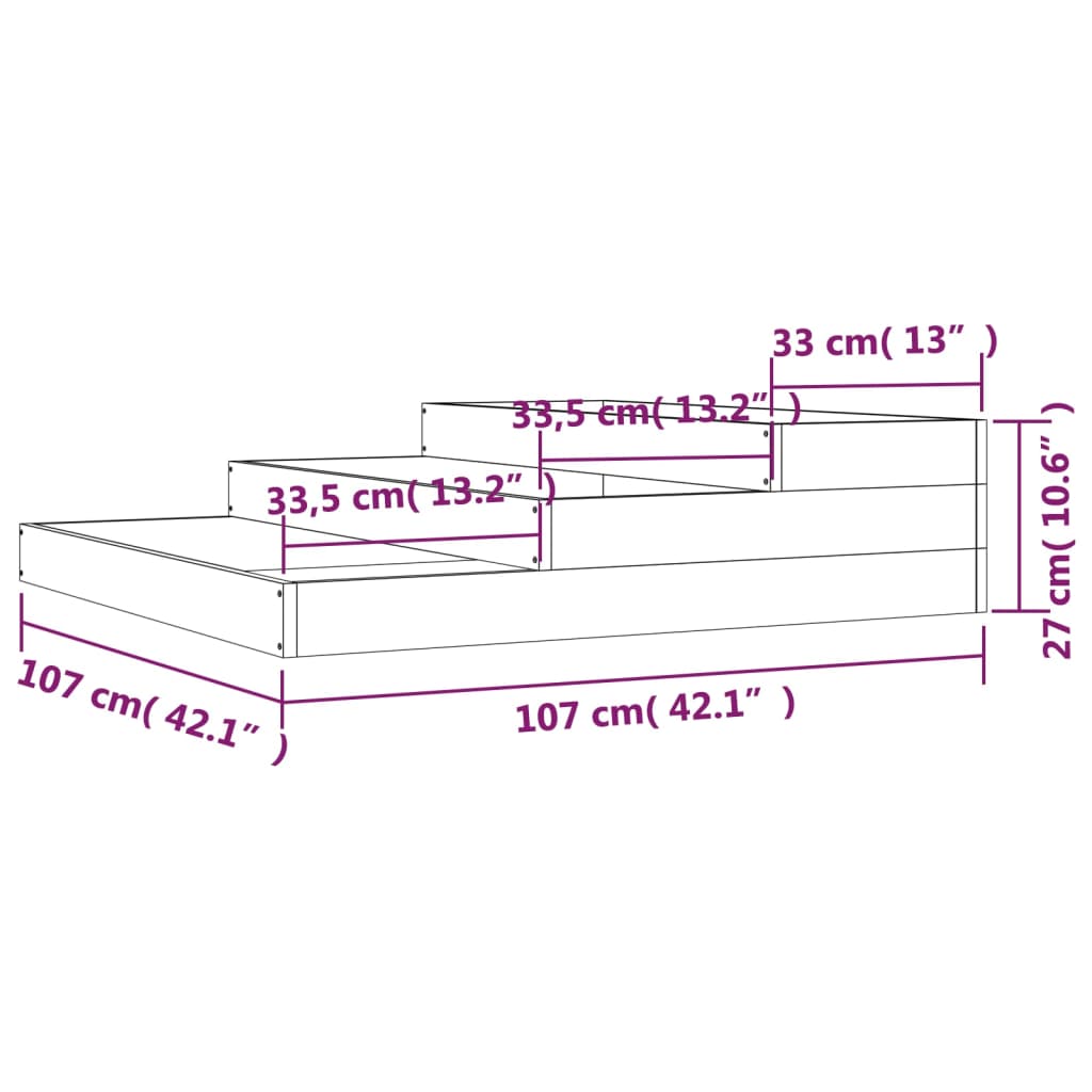 Utendørs Blomsterkasse Plantekasse Tre 107x107x27 cm heltre furu