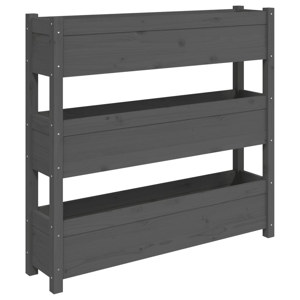Utendørs Blomsterkasse Plantekasse Tre Grå 112x25x104,5 cm heltre furu