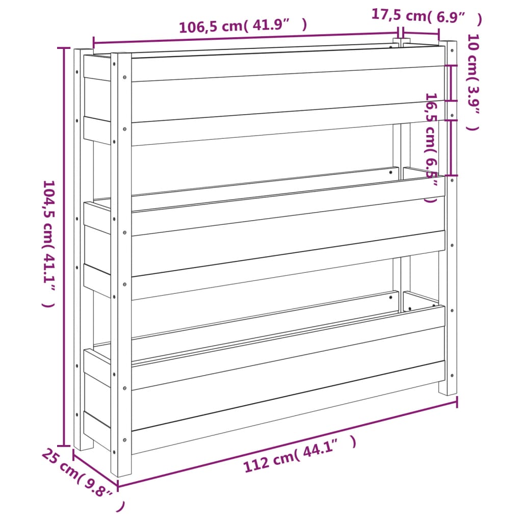 Utendørs Blomsterkasse Plantekasse Tre Grå 112x25x104,5 cm heltre furu