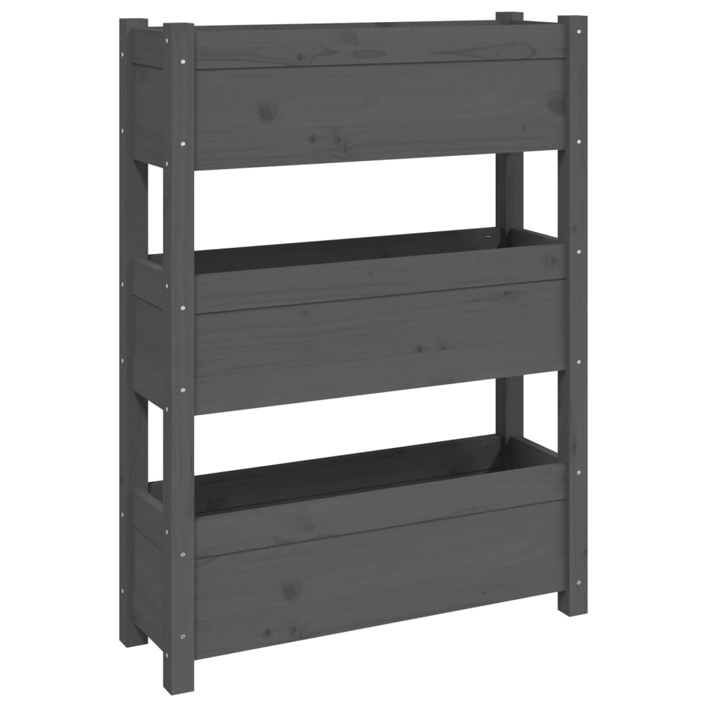 Utendørs Blomsterkasse Plantekasse Tre Grå 77x25x104,5 cm heltre furu