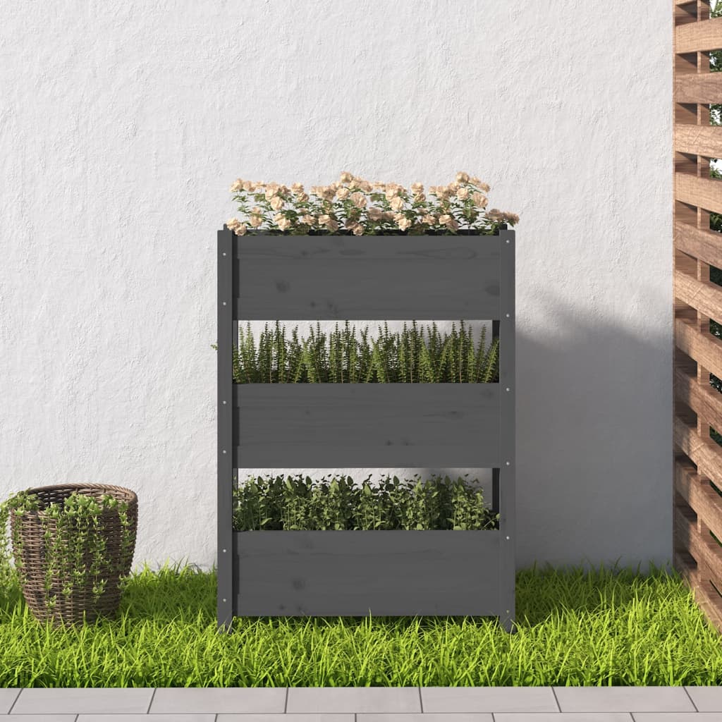 Utendørs Blomsterkasse Plantekasse Tre Grå 77x25x104,5 cm heltre furu