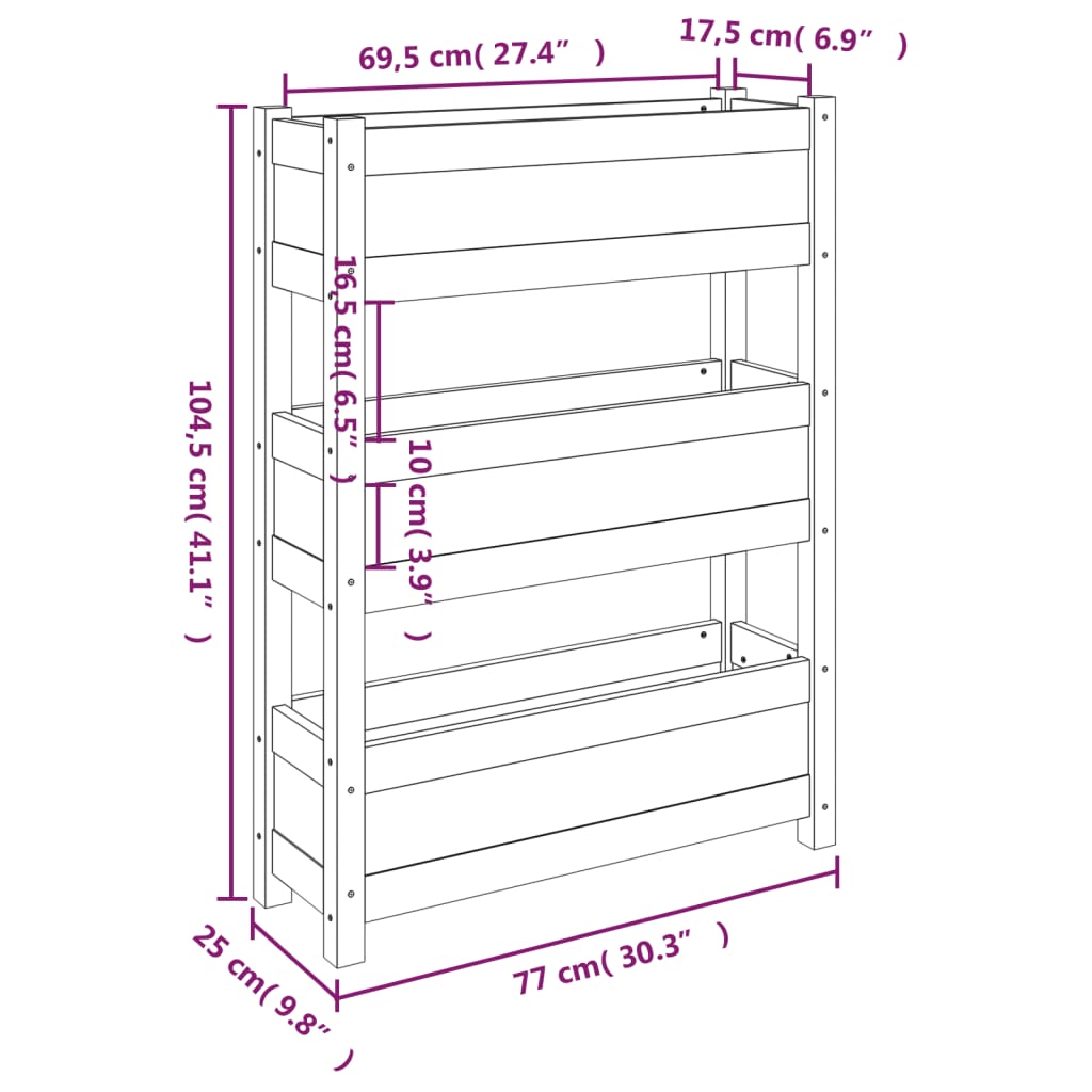 Utendørs Blomsterkasse Plantekasse Tre Grå 77x25x104,5 cm heltre furu