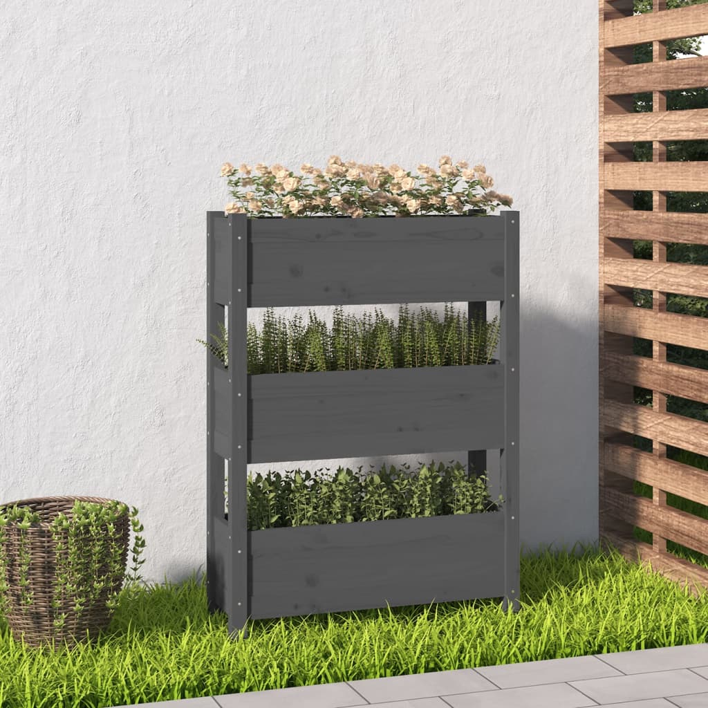 Utendørs Blomsterkasse Plantekasse Tre Grå 77x25x104,5 cm heltre furu