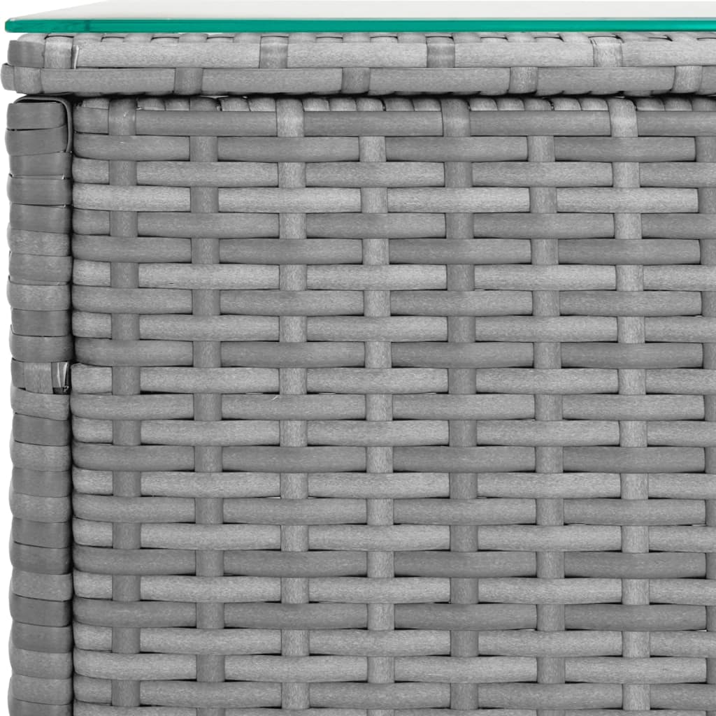Hagebord Kunstrotting Sidebord Grå 40x37x40,5 cm polyrotting og herdet glass