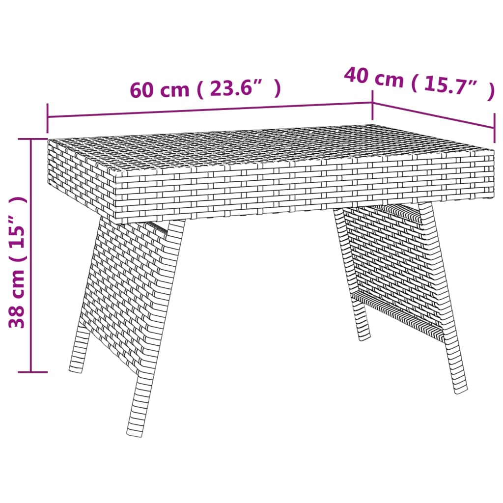 Balkongbord Sammenleggbart sidebord brun 60x40x38 cm polyrotting