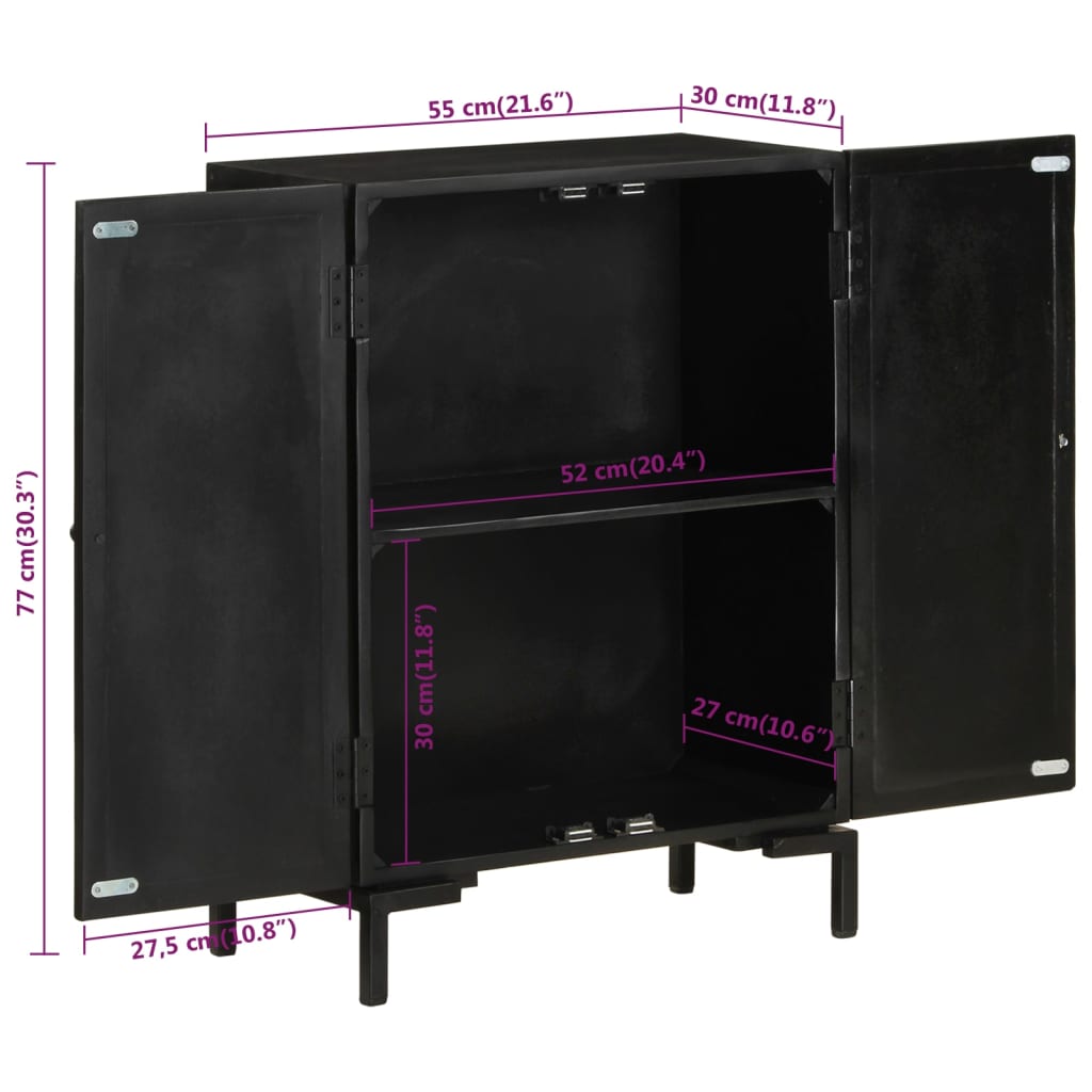 Skjenk Svart 55x30x77 cm heltre mango