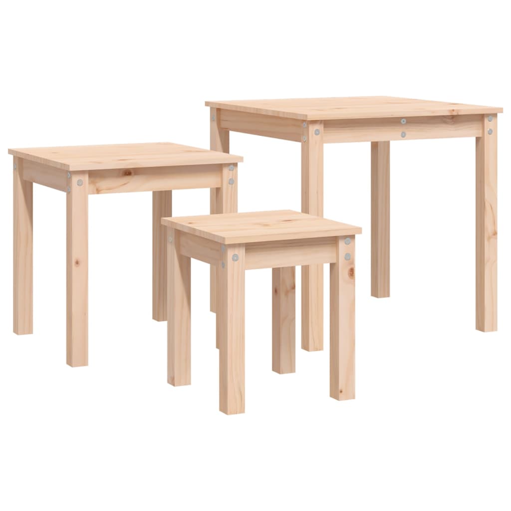 Sidebord Tre Stablebord 3 stk heltre furu