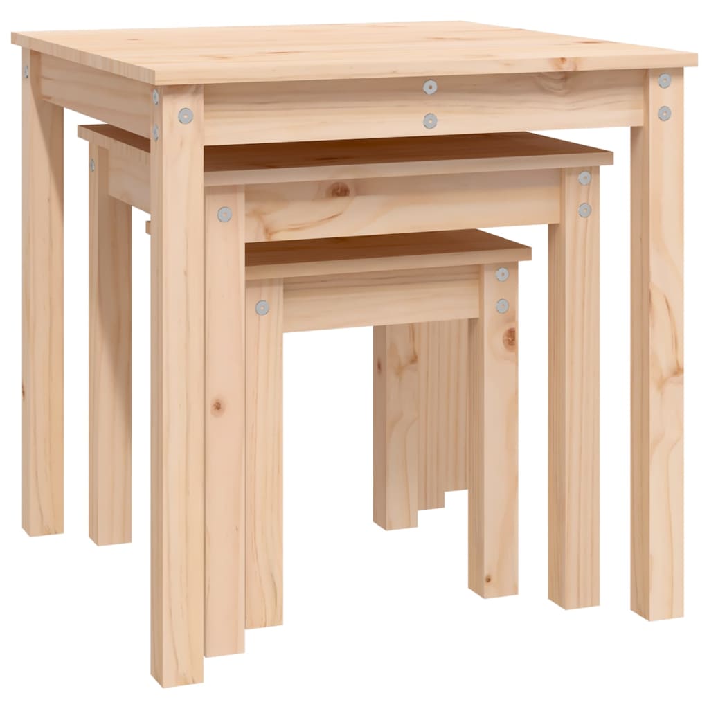 Sidebord Tre Stablebord 3 stk heltre furu