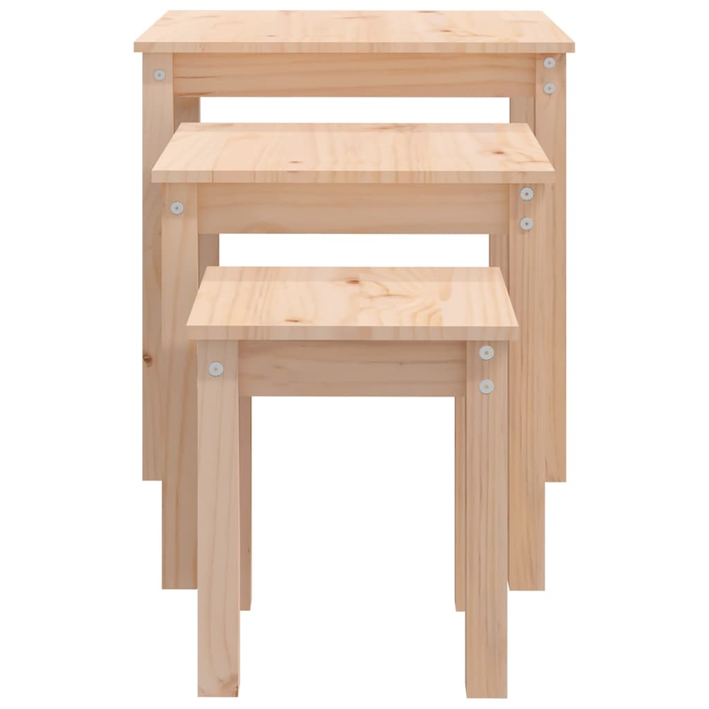 Sidebord Tre Stablebord 3 stk heltre furu