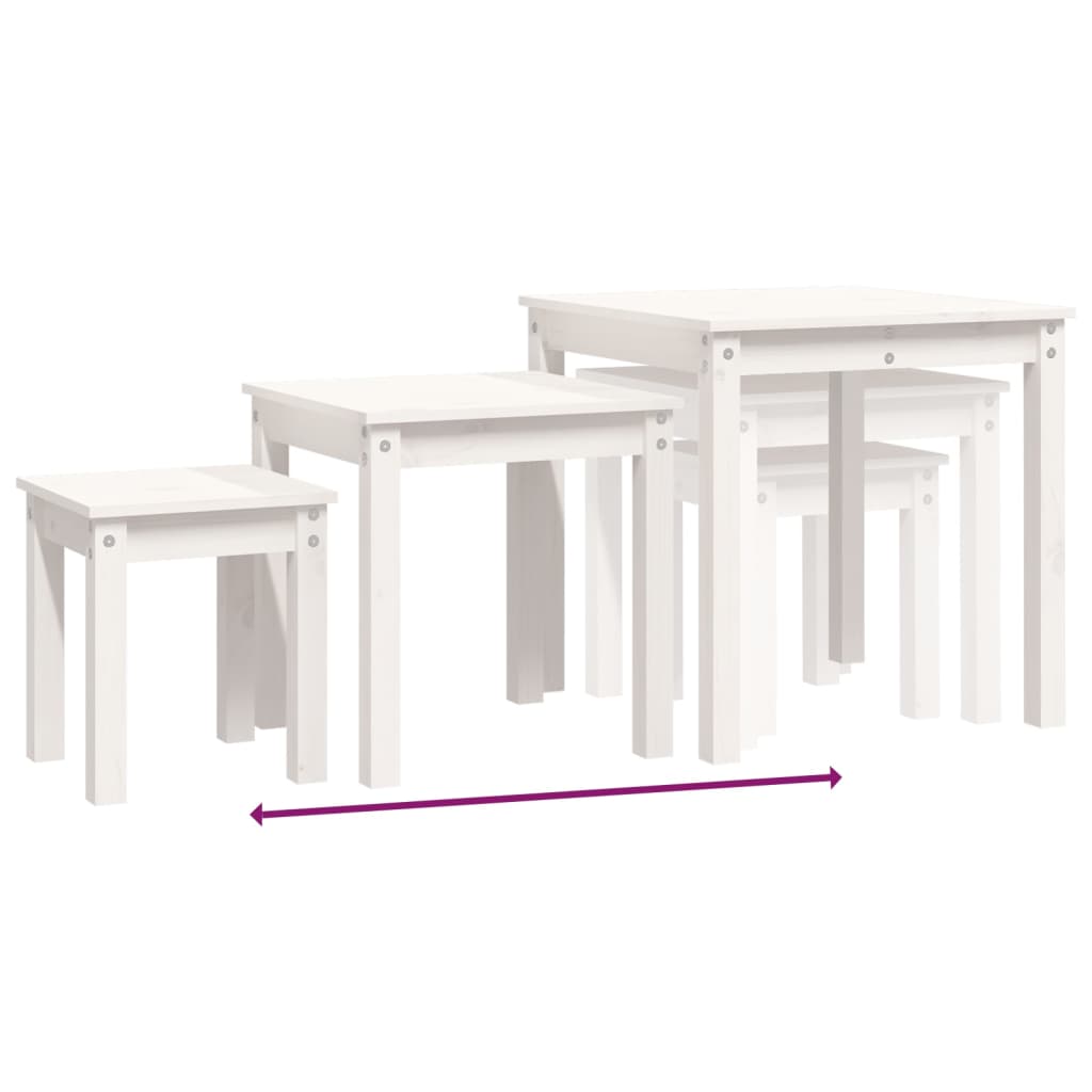 Sidebord Hvit Stablebare 3 stk heltre furu