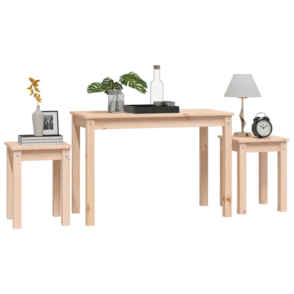 Sidebord Tre Stablebare 3 stk heltre furu