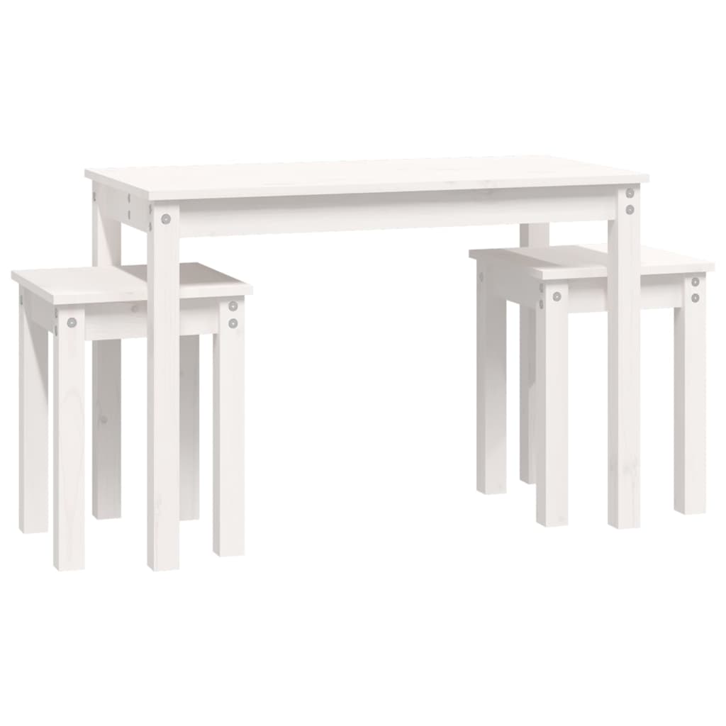 Sidebord Hvit Stablebare 3 stk heltre furu