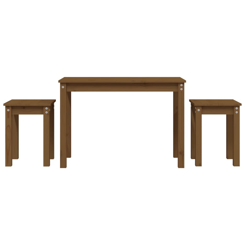 Stablebord 3 stk honningbrun heltre furu