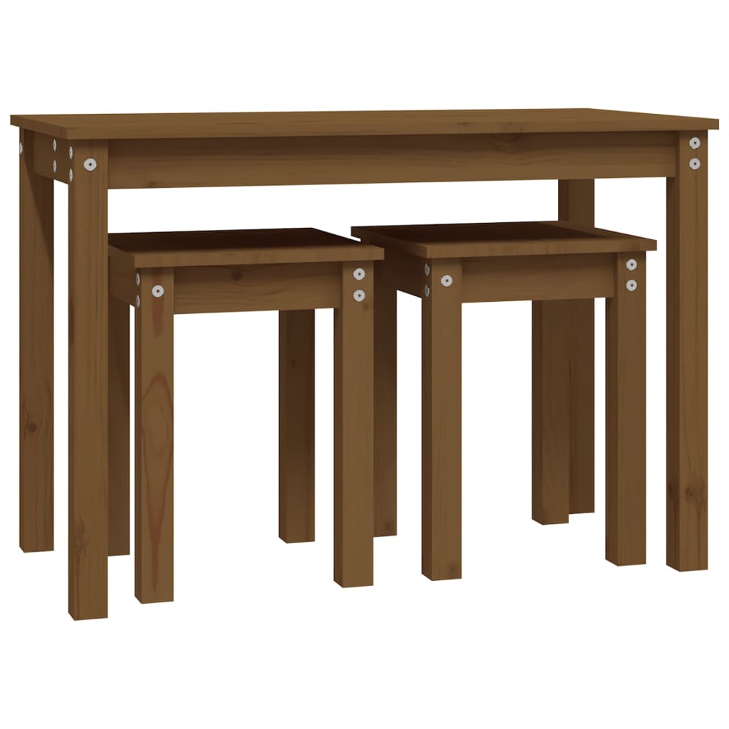 Stablebord 3 stk honningbrun heltre furu