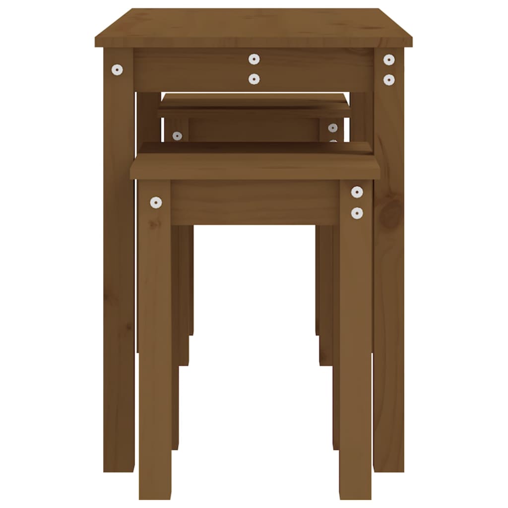 Stablebord 3 stk honningbrun heltre furu