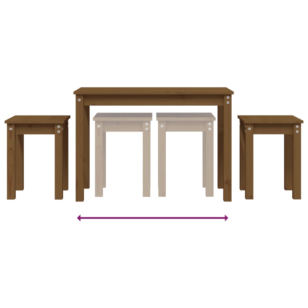 Stablebord 3 stk honningbrun heltre furu