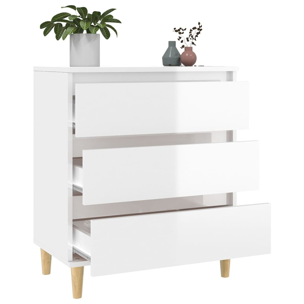 Kommode Høyglans Hvit 60x35x70 cm