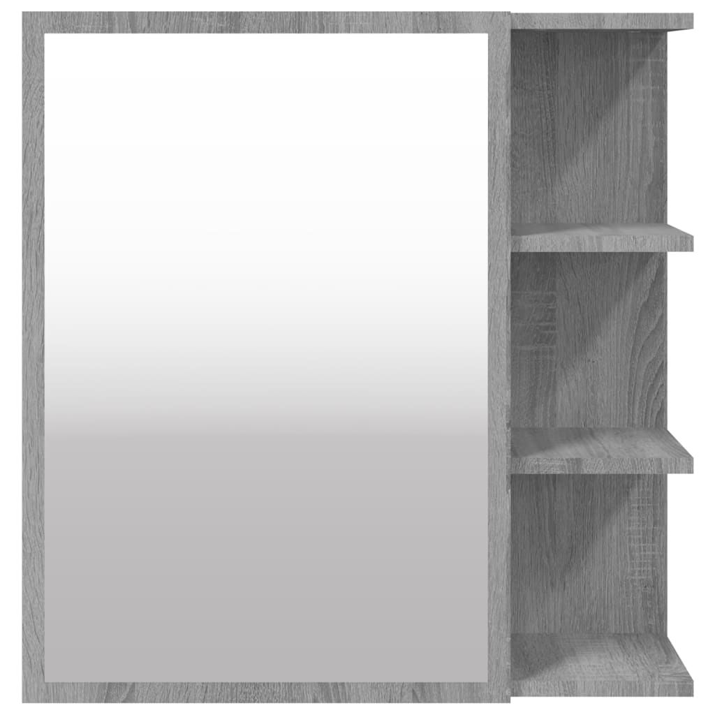 Baderomsskap med speil grå sonoma 62,5x20,5x64cm konstruert tre