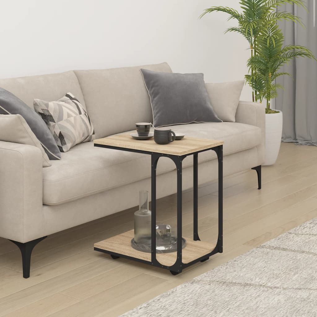 Sidebord Sonoma Eik med hjul 50x35x55,5 cm