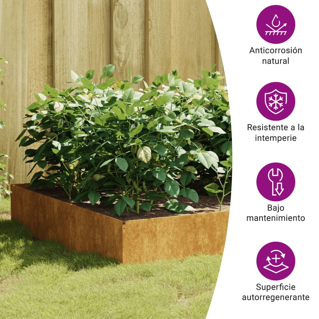 Utendørs Blomsterkasse Plantekasse Metall 100x100x33,5 cm cortenstål