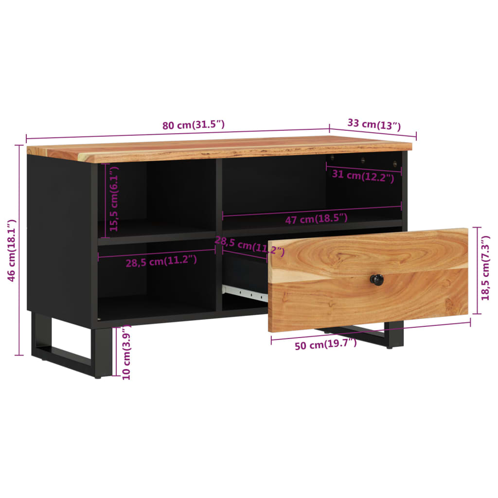 TV-Møbel Tre TV-benk 80x33x46 cm heltre akasie og