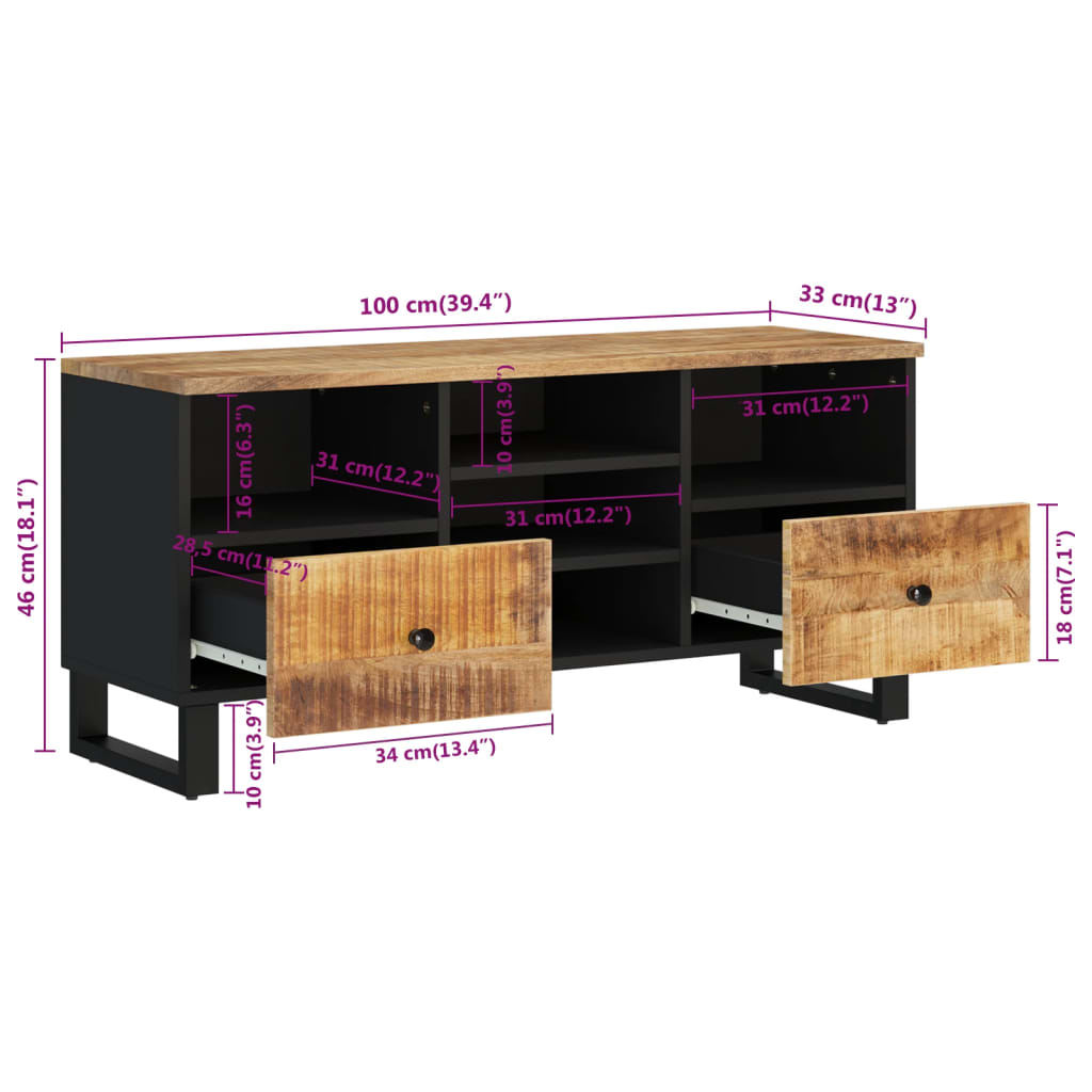 TV-Møbel Tre TV-benk 100x33x46 cm heltre mango og