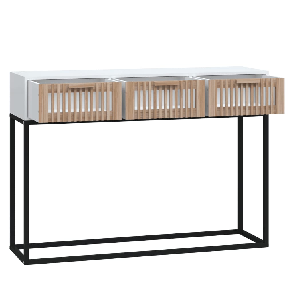 Avlastningsbord Konsollbord Hvit 105x30x75 cm og jern