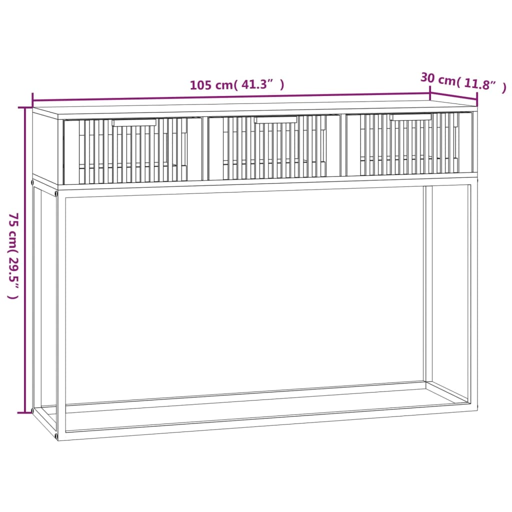 Avlastningsbord Konsollbord Hvit 105x30x75 cm og jern