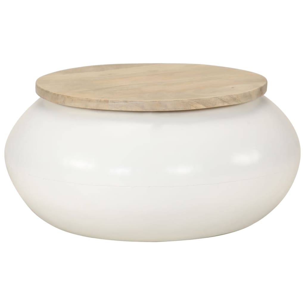 Salongbord Sofabord Hvit 51x51x27 cm heltre mango