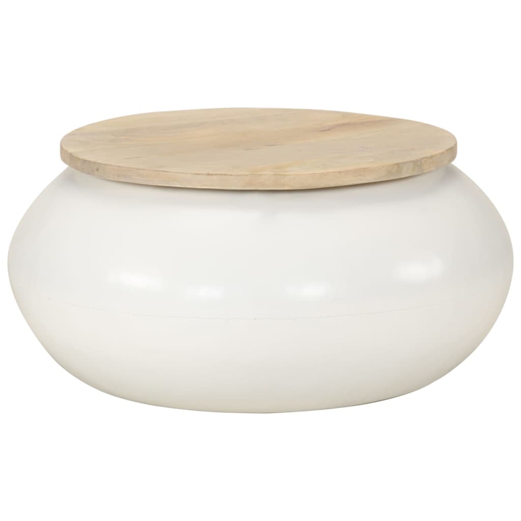 Salongbord Sofabord Hvit 51x51x27 cm heltre mango