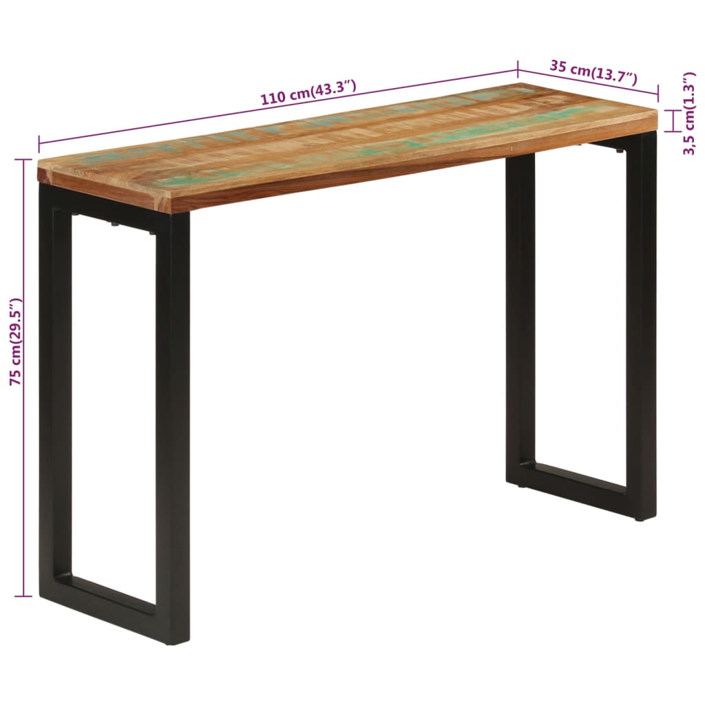 Avlastningsbord Konsollbord Tre 110x35x75 cm gjenvunnet heltre
