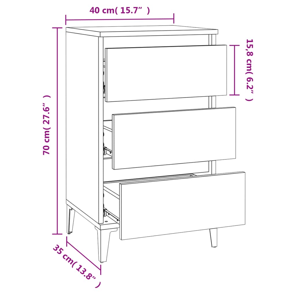 Nattbord Sengbord Svart 40x35x70 cm