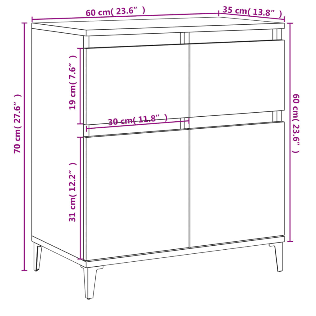 Kommode Brun Eik 60x35x70 cm