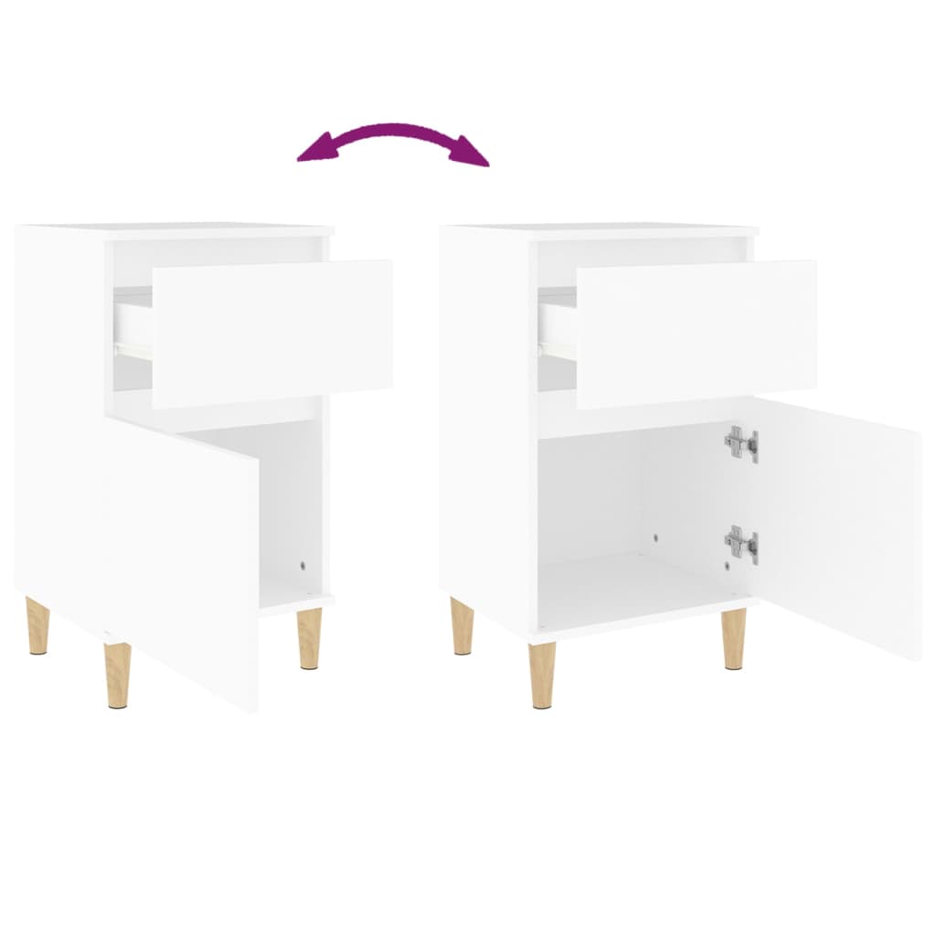Nattbord Sengbord Hvit 40x35x70 cm