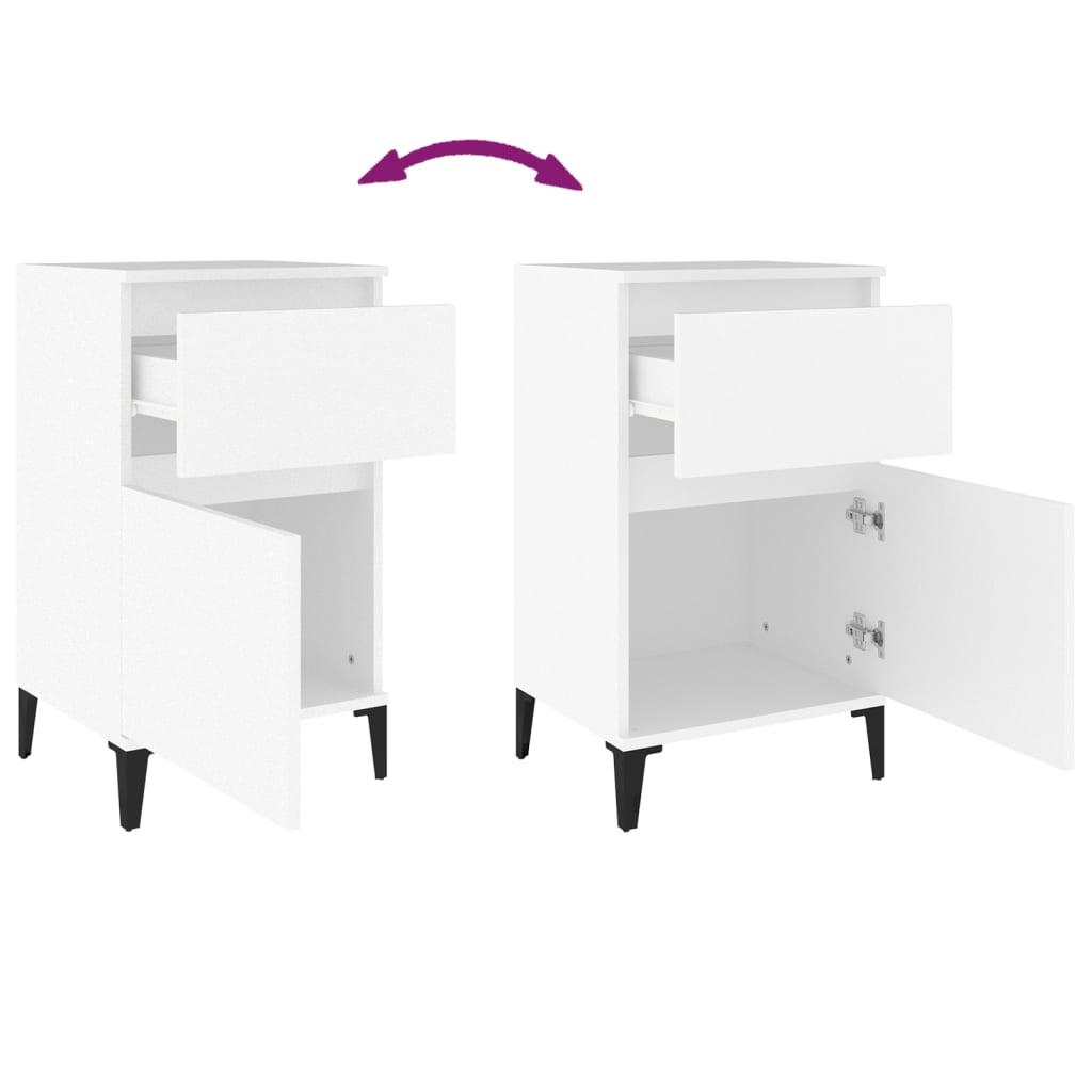 Nattbord Sengbord Hvit 40x35x70 cm