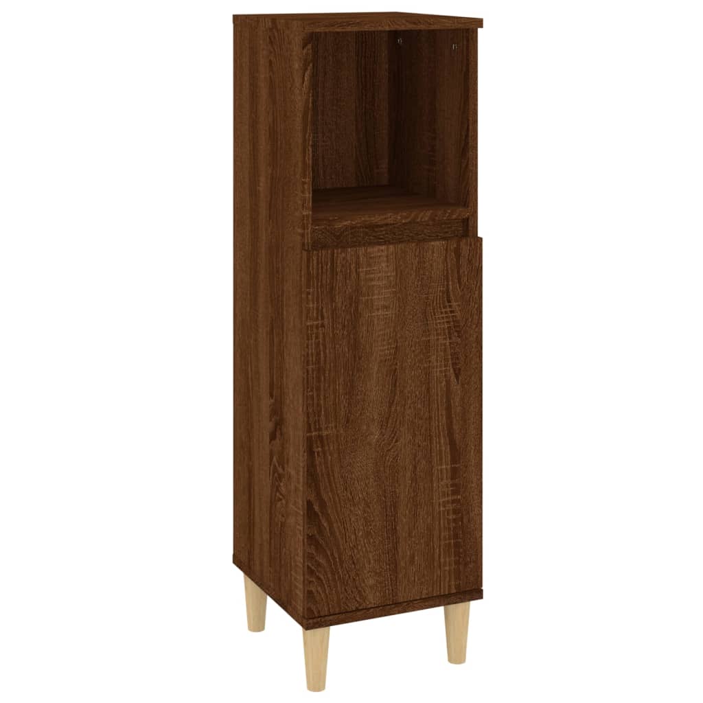 Baderomsskap brun eik 30x30x100 cm konstruert tre