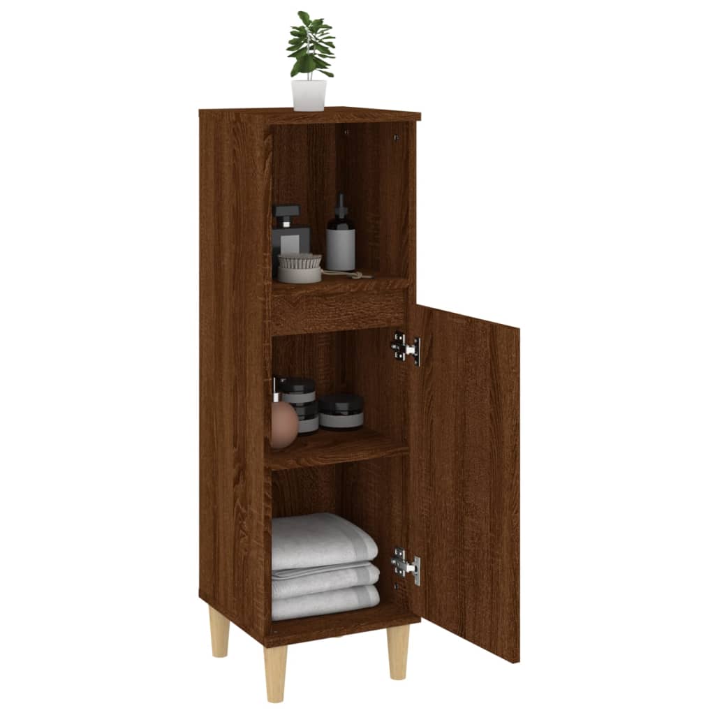 Baderomsskap brun eik 30x30x100 cm konstruert tre